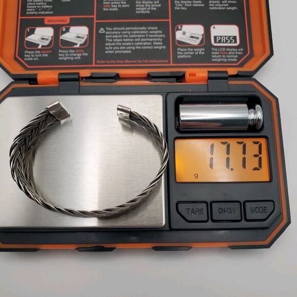 Vintage 925 Sterling Silver Dark Tone Wire Braided Design Cuff Bracelet - Picture 8 of 8